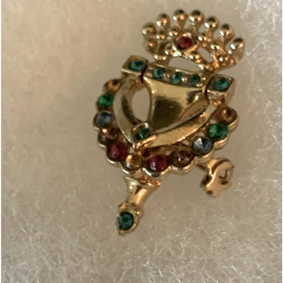 Petite Jeweled Door Knocker Brooch Pin - Picture 8 of 10